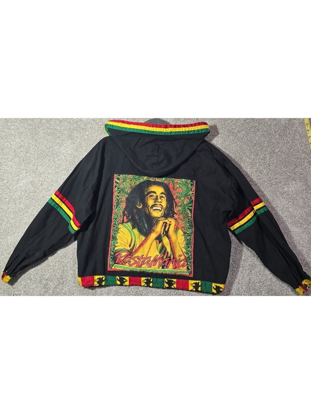 Rare Vtg Bob Marley Jacket Rasta Mania Lightweight Cotton Full Zip Graphic Sz M